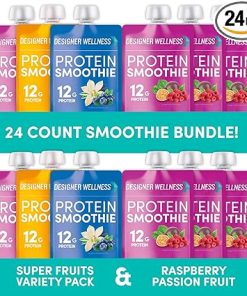 Designer Wellness Protein Smoothies Super Fruits Variety Pack & Raspberry Passion Fruit Bundle