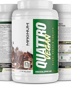 Magnum Nutraceuticals Quattro Vegan Protein Powder- Chocolate 2lb – Premium Plant-Based Protein Powder Isolate for Muscle Growth & Recovery
