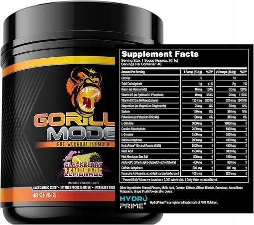 Gorilla Mind Pre Workout (BlackBerry Lemonade) + Premium Whey Protein (Chocolate) - Comprehensive Stack for Fueling Maximum Results - Image 2