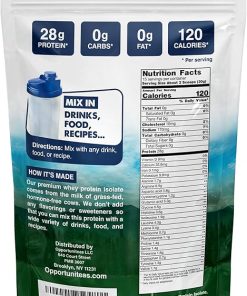 Opportuniteas Grass Fed Whey Isolate Protein Powder – Unflavored 28g Protein Powder Without Artificial Sweeteners- Hormone-Free Cows 2