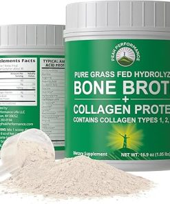 Peak Performance Hydrolyzed Bone Broth and Collagen Unflavored Protein Peptides Powder Contains All Collagen Types: 1- 2