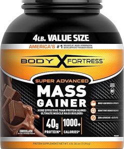 Body Fortress Super Advanced Mass Gainer- Chocolate Protein Plus Surplus Calories for Muscle Mass Gain Support 1-4lb. Jar
