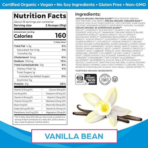 Orgain Organic Protein + Superfoods Powder (Vanilla Bean) and Orgain Organic Greens Powder + 50 Superfoods (Berry) - Image 2