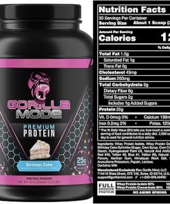 Gorilla Mind Premium Whey Protein – Birthday Cake- 25 Grams of Whey Protein Isolate & Concentrate 2