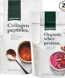 Natural Force Clean- Grass Fed Collagen Peptides + Unflavored Organic Whey Protein Bundle – Organic