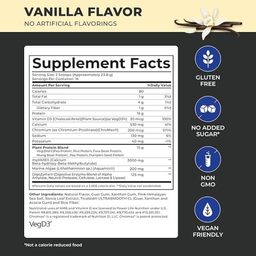 POWERLIFE Tony Horton High Impact Plant Protein Powder with 3000 MG of HMB- Plant-Based - Image 2