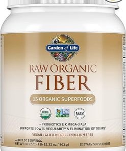 Garden of Life Organic Vegan Protein Powder 22g & Fiber Supplement 30 Servings Bundle