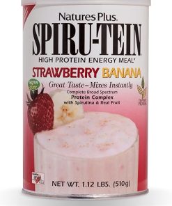 NaturesPlus SPIRU-TEIN Shake – Strawberry Banana – 1.12 lbs- Spirulina Protein Powder – Plant Based Meal Replacement
