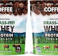 Opportuniteas Grass Fed Coffee Whey Protein Isolate Powder – 27g Protein Powder Without Artificial Sweeteners- 60mg Caffeine
