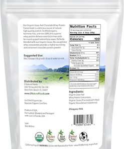 Organic Chocolate Whey Protein Powder Concentrate – Grass Fed & Raised in USA – Non GMO- Gluten Free & Undenatured – No Sugar Added 2