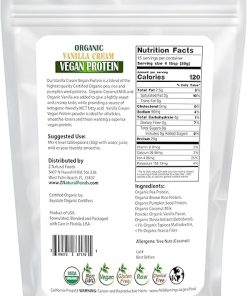 Z Natural Foods Organic Vanilla Cream Vegan Protein Powder- Vanilla Flavored Vegan Protein Supplement 2