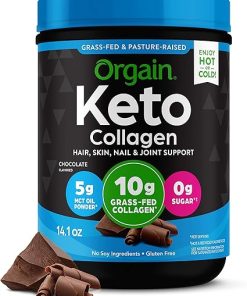 Orgain Keto Collagen Protein Powder- Chocolate – 10g Grass Fed Hydrolyzed Collagen Peptides for Women & Men