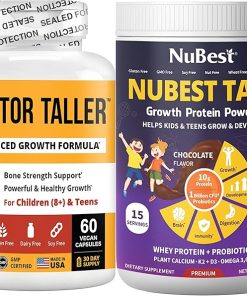 NuBest Bundle Tall Growth Protein with Chocolate Flavor + Doctor Taller 60 Vegan Capsules – Support Height Growth- Bone Strength