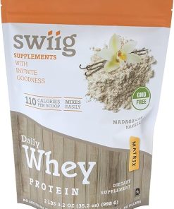 swiig Premium Daily Whey Protein (Vanilla 2.2lb): 20g Protein- Gluten-Free
