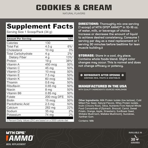 MTN OPS Ammo Protein Powder Meal Replacement Shake for Lean Muscle Building- 28 Servings - Image 2