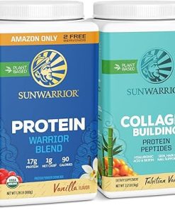 Sunwarrior Vegan Protein Powder Plant Based Organic Protein | 32 Servings- Vanilla Flavored & Vegan Collagen Building Powder | 40 Servings
