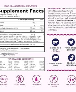Multi Collagen Peptides Powder for Women and Men – Instant Dissolving Grass Fed Hydrolyzed Drink Mix for Beautiful Hair Skin and Nails with Hyaluronic Acid and Vitamin C | Unflavored 30 Servings 2
