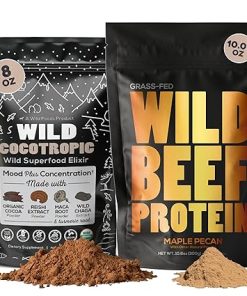 Cocotropic Organic Mushroom Cacao Mix (8oz) & Grass-Fed Beef Protein Powder (10oz) Bundle for Energy and Nutrition
