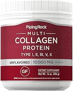 Piping Rock Multi Collagen Protein Powder | 16 oz Unflavored | 10-000mg Peptides Complex | Type i