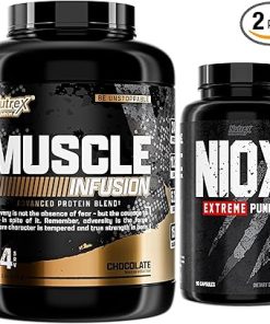 Nutrex Research Whey Protein Powder- Chocolate Muscle Infusion Whey Isolate Plus Niox Bundle