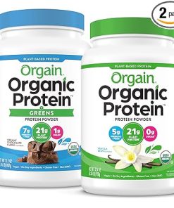 Orgain Organic Vegan Protein Powder + Greens- Creamy Chocolate Fudge (1.94lb) and Organic Vegan Protein Powder