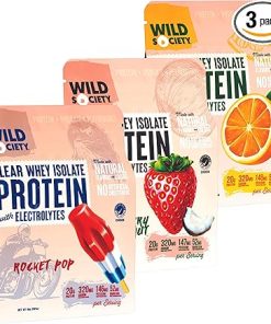 WILD SOCIETY – Top Flavor Multipack – Clear Whey Protein + Electrolytes – Refreshing Whey Protein Isolate Powder – 20g Protein- 0 Added Sugar