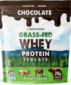 Opportuniteas Grass Fed Chocolate Whey Protein Isolate Powder – 20g Protein Powder Without Artificial Sweeteners- Hormone-Free Cows