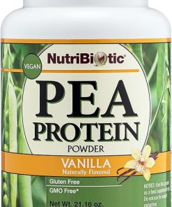NutriBiotic Pea Protein Vanilla 21 Oz | Low Carb Vegan Plant Protein Powder | 100% Grown & Processed in the USA | Deliciously Creamy & BCAA-Rich | Made without Chemicals- GMOs & Gluten | Keto Friendly