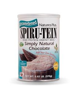 Natures Plus Simply Natural SPIRU-TEIN Shake – Unsweetened Chocolate – 0.82 lb Protein Powder- Meal Replacement – Natural Energy – Supports Diabetic Lifestyle – Vegetarian- 16 Servings