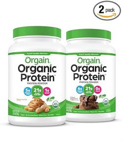 Orgain Organic Vegan Protein Powder (Peanut Butter- Creamy Chocolate Fudge) – 21g Plant Based Protein | Gluten Free | Dairy Free | No Sugar Added