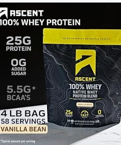 Ascent 100% Whey Protein Powder- Vanilla Bean 4 lb & Creatine Monohydrate Powder 2