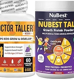 NuBest Bundle Tall Protein Powder & Doctor Taller Kids 60 Chewable Tablets – Height Growth Protein for Kids and Height Growth Vitamin
