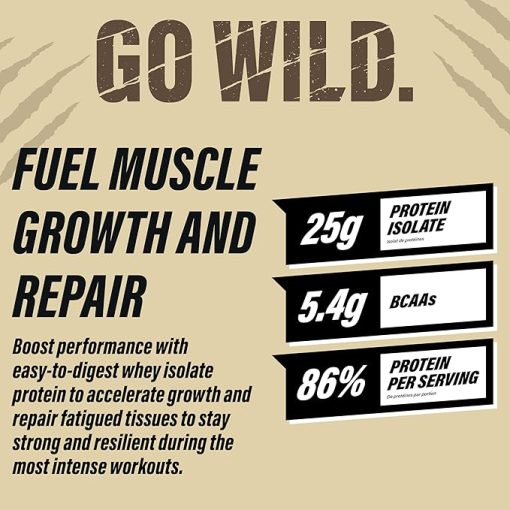 Grizzly Whey Isolate 25g Protein Powder Vanilla Protein Shake - 5.5g BCAAs for Growth & Muscle Recovery - 89% Whey Protein Per Serving - Post Workout- Muscle Builder for Men & Women - 28 Servings - Image 2