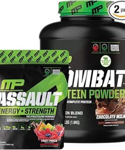 Muscle Pharm Combat 4lb Chocolate Protein and MusclePharm Assualt Fruit Punch Preworkout