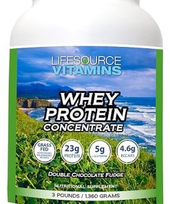 LifeSource Vitamins 3lb Grass Fed Whey Protein Concentrate – Chocolate w/Stevia