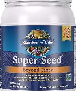 Garden of Life Super Seed – Vegetarian Whole Food Fiber Supplement with Protein and Omega 3- 1 Lb 5oz (600g) Powder