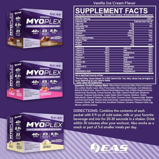 Original Myoplex Maximum Muscle Builder | Meal Replacement Protein Drink Mix | Quality Protein Blend | 42g Protein | 20 Individual Packets (Double Rich Chocolate) - Image 2