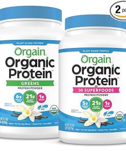 Orgain Organic Vegan Protein Powder + Greens- Creamy Chocolate Fudge (1.94lb) Organic Protein + Superfoods Powder