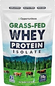Opportuniteas Grass Fed Whey Isolate Protein Powder – Unflavored 28g Protein Powder Without Artificial Sweeteners- Hormone-Free Cows