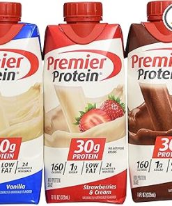 Lot of 12 Premier Protein 30g High Protein Shakes 11 Oz. Variety Pack Contains Chocolate- Vanilla & Strawberries & Cream